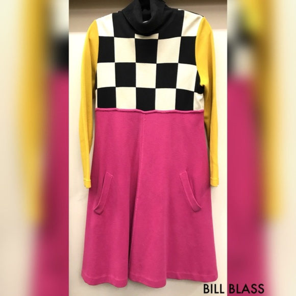 SOLD! BILL BLASS Pop Art Turtle Neck 80's Dress - Picture 2 of 7